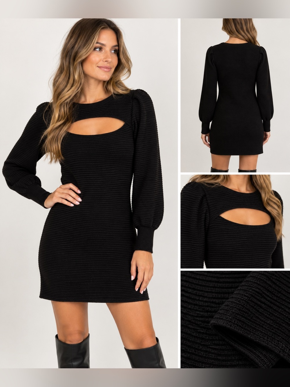 BB Dakota Steve Madden Black Cutout Sweater Dress Size Small